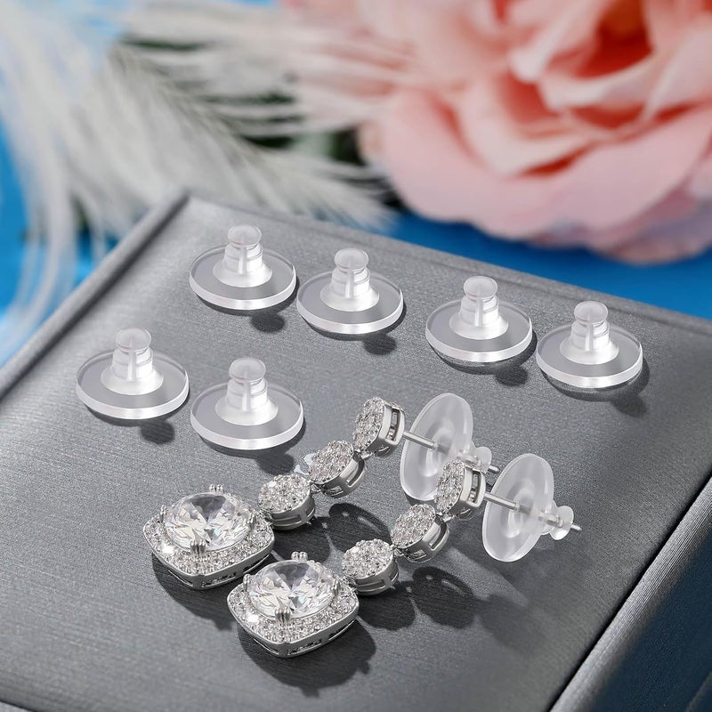 Formulen Earring Backs Rubber,100 PCS Soft Clear Earring Backs for Studs,Hypoallergenic Silicone Earrings Backs Replacement Safety Back Stoppers - Image 2